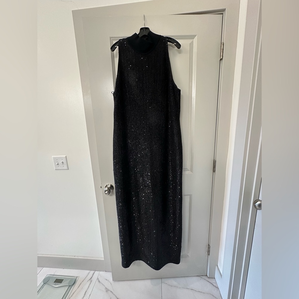 St. John sequin turtleneck gown